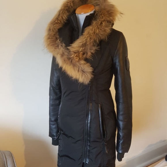 ⚡SOLD⚡NWOT Rudsak Atlier Noir Women's Down Genuine Fur + Leather Parka - Picture 5 of 14